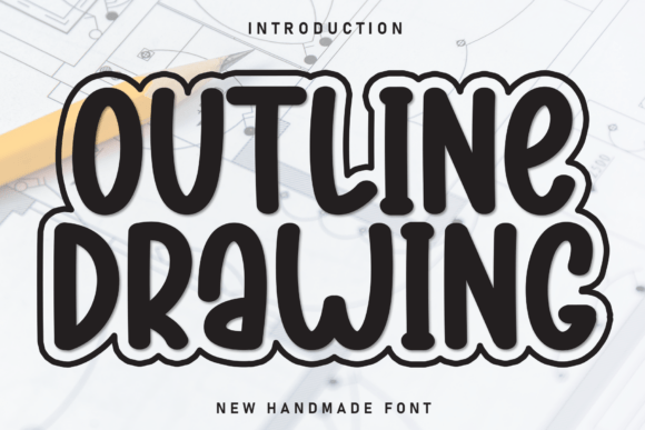 Outline Drawing Font: Playful Handwritten Display for Crafters